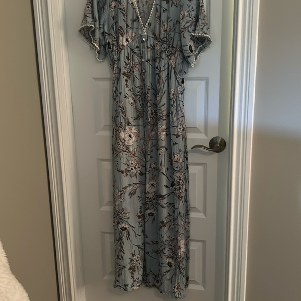 Lovestitch Blue Flutter Sleeve Maxi Dress